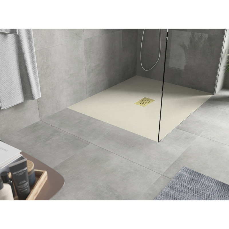Mexen Hugo rectangular shower tray SMC 120 x 100 cm, beige, gold cover - 42691012-G