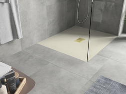 Mexen Hugo taisnstūrveida dušas paliktnis SMC 120 x 100 cm, bēšs, zelta pārsegs - 42691012-G