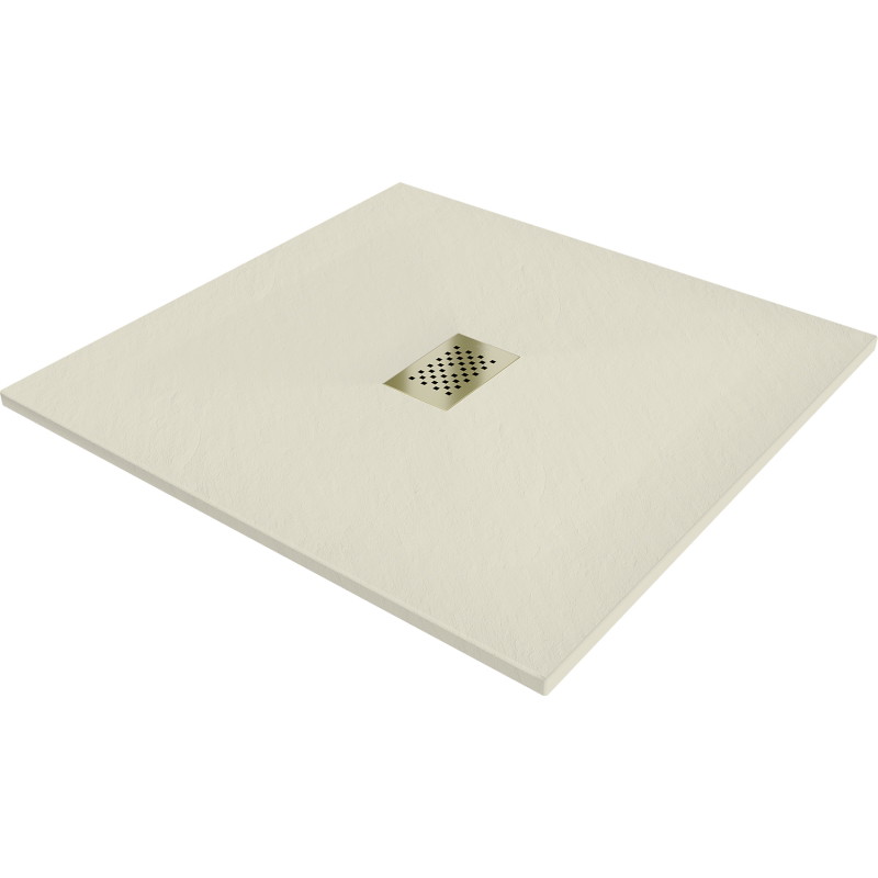 Mexen Hugo kvadratisk duschkar SMC 100 x 100 cm, beige, guld täckplåt - 42691010-G