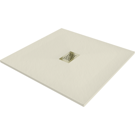 Mexen Hugo brodzik kwadratowy SMC 100 x 100 cm, beżowy, maskownica złota - 42691010-G