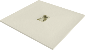 Mexen Hugo ruudukujuline SMC dušialus 100 x 100 cm, beež, kuldne kate - 42691010-G