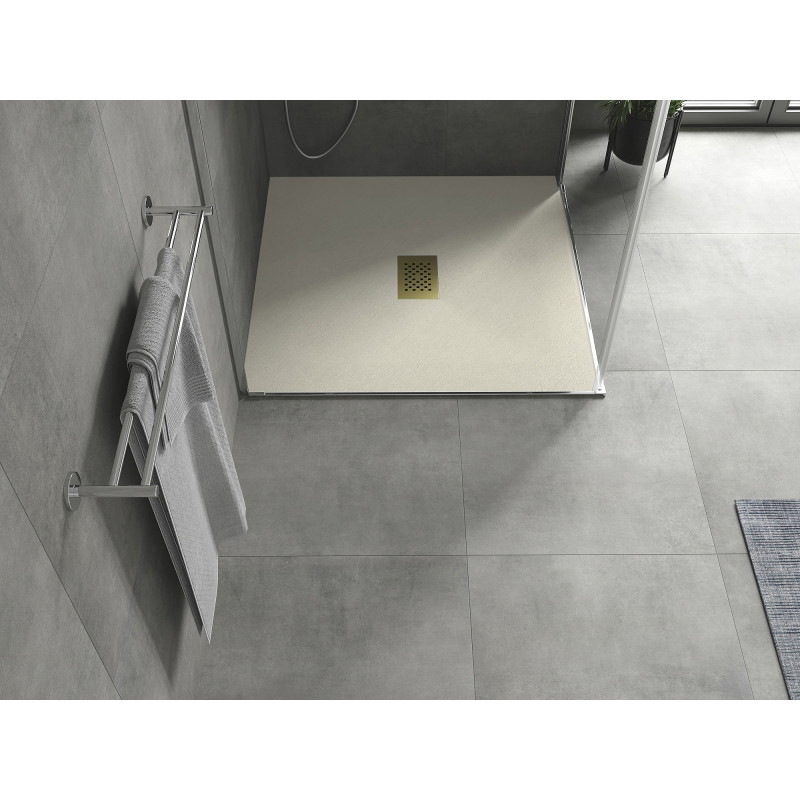 Mexen Hugo kvadratisk duschkar SMC 100 x 100 cm, beige, guld täckplåt - 42691010-G