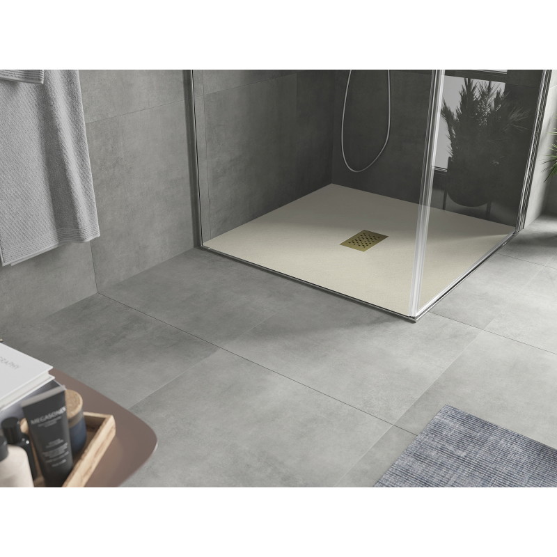 Mexen Hugo kvadratisk duschkar SMC 100 x 100 cm, beige, guld täckplåt - 42691010-G