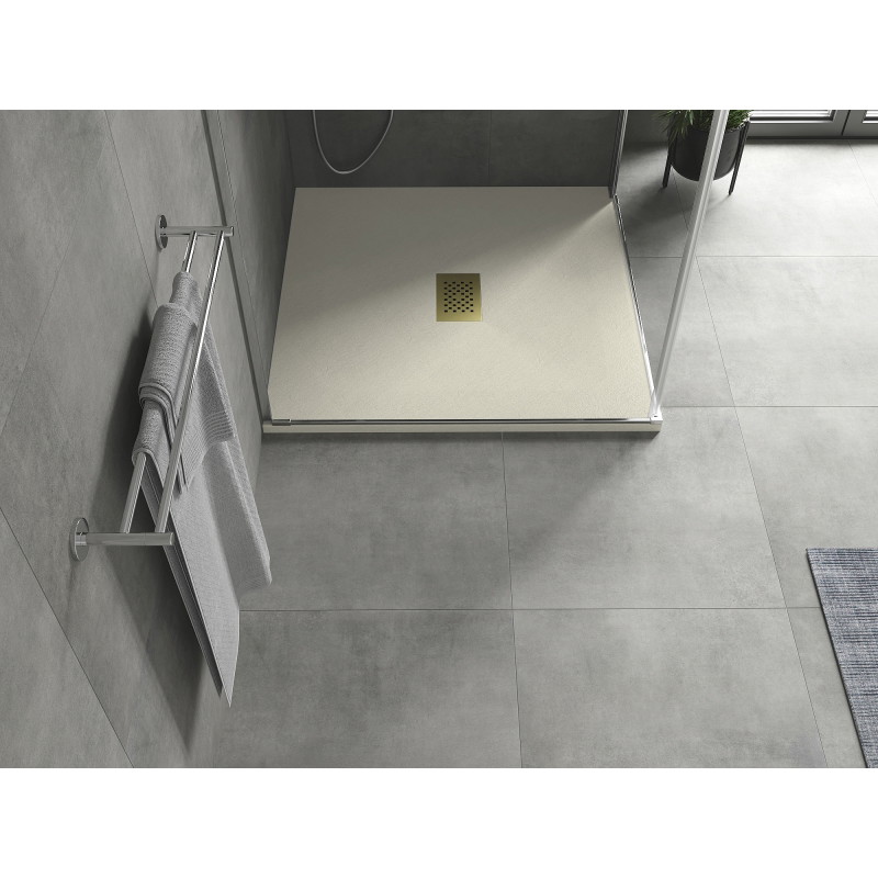Mexen Hugo kvadratisk duschkar SMC 100 x 100 cm, beige, guld täckplåt - 42691010-G