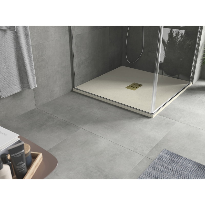 Mexen Hugo kvadratisk duschkar SMC 100 x 100 cm, beige, guld täckplåt - 42691010-G