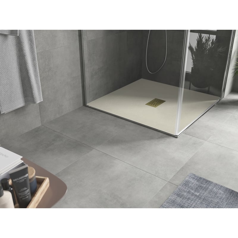 Mexen Hugo SMC square shower tray 90 x 90 cm, beige, gold cover - 42699090-G