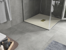 Mexen Hugo kvadratni tuš SMC 90 x 90 cm, bež, zlatni pokrov - 42699090-G