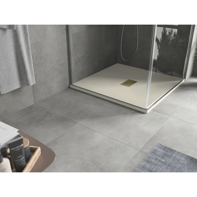 Mexen Hugo square SMC shower tray 80 x 80 cm, beige, gold cover - 42698080-G