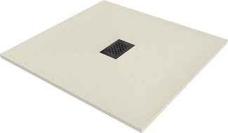 Mexen Hugo kvadrātiskais dušas paliktnis SMC 100 x 100 cm, bēšs, melna pārsega plāksne - 42691010-B