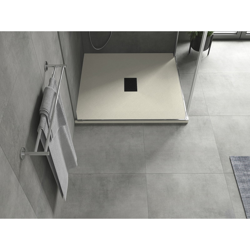 Mexen Hugo plato de ducha cuadrado SMC 100 x 100 cm, beige, cubierta negra - 42691010-B