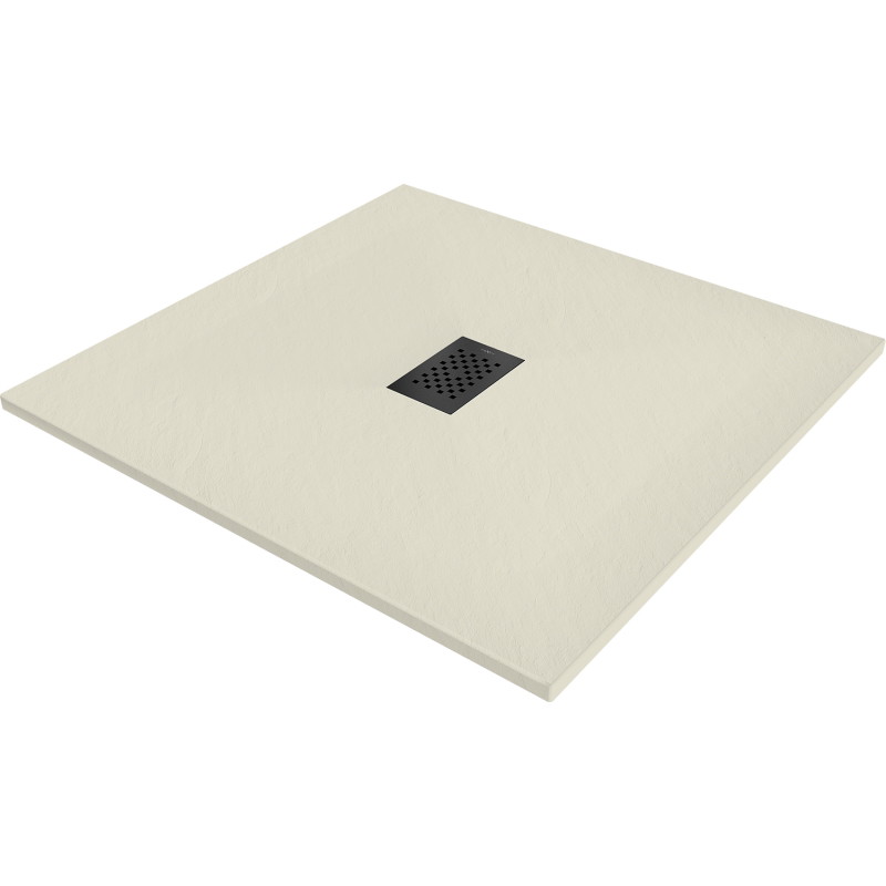 Mexen Hugo vierkante douchebak SMC 80 x 80 cm, beige, zwarte afdekking - 42698080-B