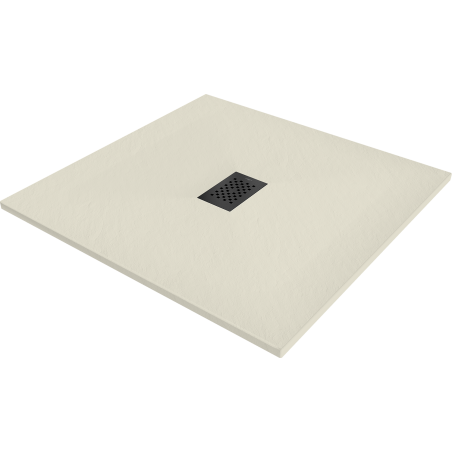 Mexen Hugo brodzik kwadratowy SMC 80 x 80 cm, beżowy, maskownica czarna - 42698080-B