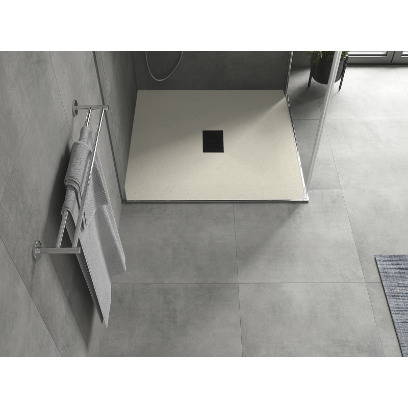 Mexen Hugo kvadrātveida dušas paliktnis SMC 80 x 80 cm, bēšs, melna pārsega - 42698080-B