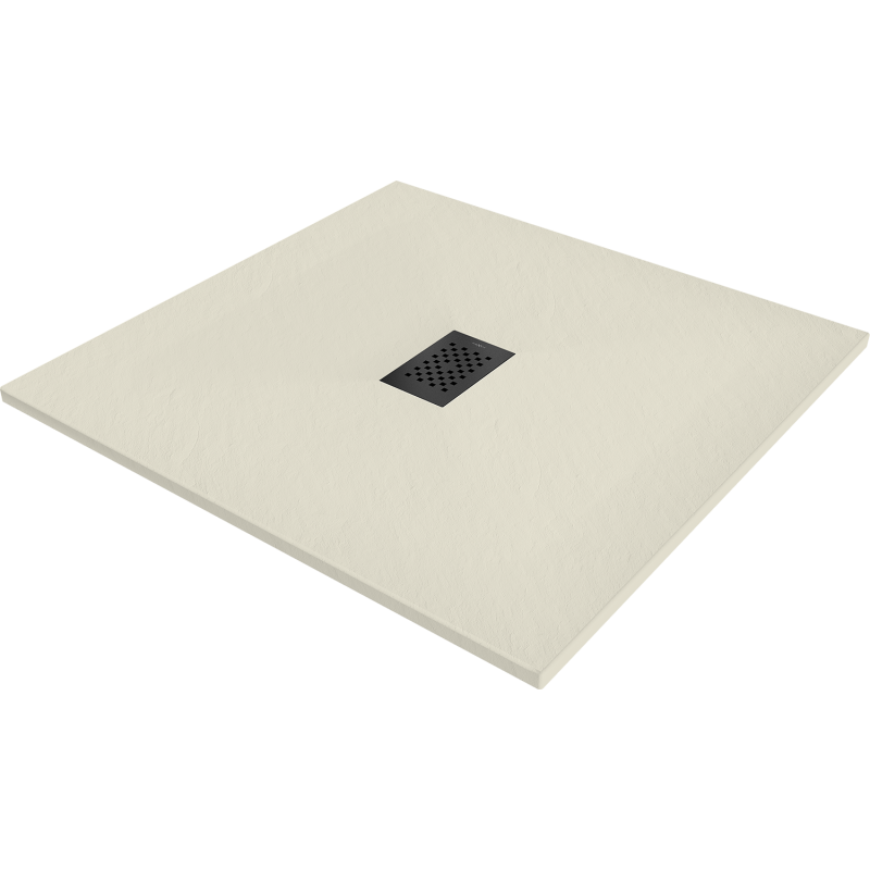 Mexen Hugo kvadrātisks dušas paliktnis SMC 90 x 90 cm, bēšs, melna pārklāšanas režģis - 42699090-B