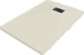 Mexen Hugo taisnstūrveida dušas paliktnis SMC 100 x 70 cm, bēšs, melna pārsega - 42697010-B