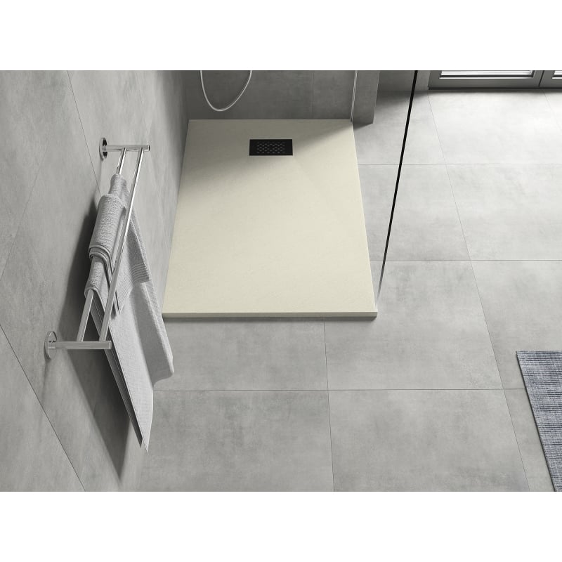 Mexen Hugo Rechteckige Duschwanne SMC 80 x 70 cm, beige, Abdeckung schwarz - 42697080-B