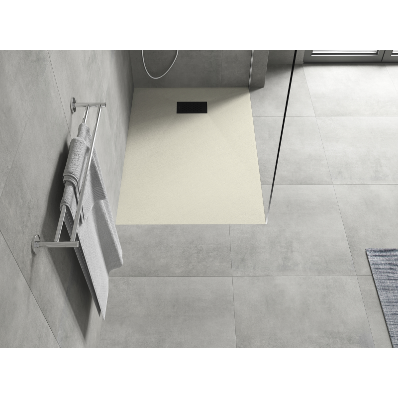 Mexen Hugo brodzik prostokątny SMC 100 x 90 cm, beżowy, maskownica czarna - 42699010-B