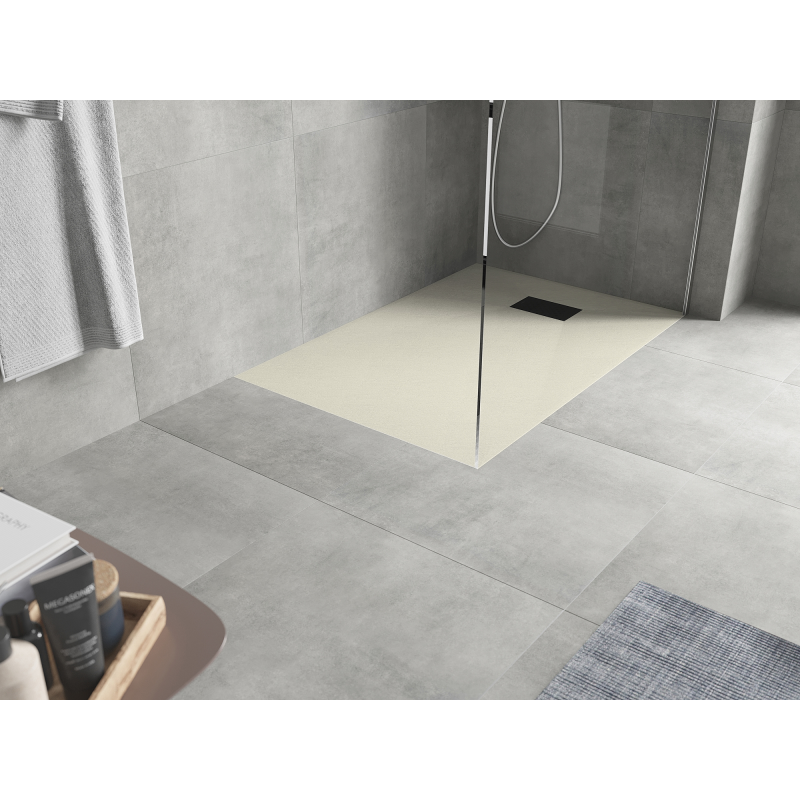 Mexen Hugo taisnstūra dušas paliktnis SMC 120 x 90 cm, bēšs, melns pārklājums - 42699012-B