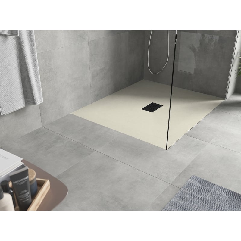 Mexen Hugo base de duche retangular SMC 120 x 100 cm, bege, grelha preta - 42691012-B