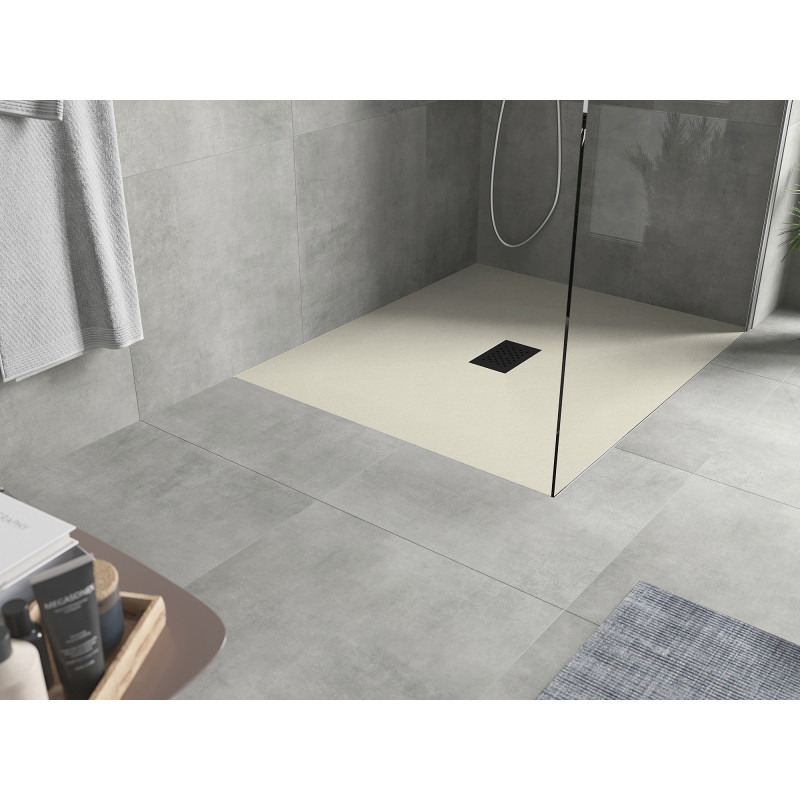 Mexen Hugo rectangular SMC shower tray 120 x 100 cm, beige, black cover - 42691012-B