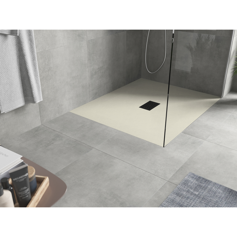 Mexen Hugo taisnstūra dušas paliktnis SMC 120 x 100 cm, bēšs, melns panelis - 42691012-B