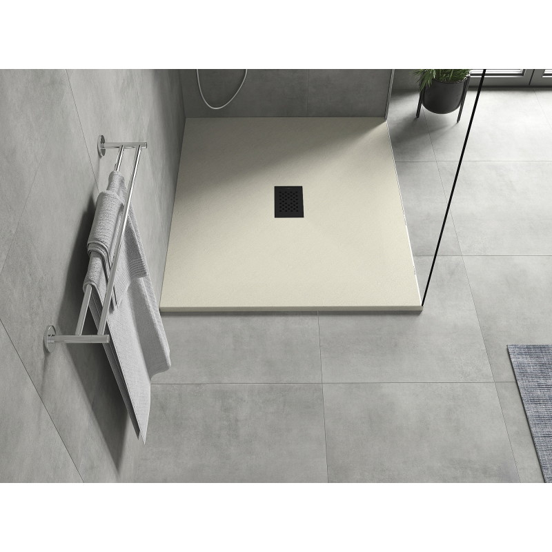 Mexen Hugo rectangular SMC shower tray 120 x 100 cm, beige, black cover - 42691012-B