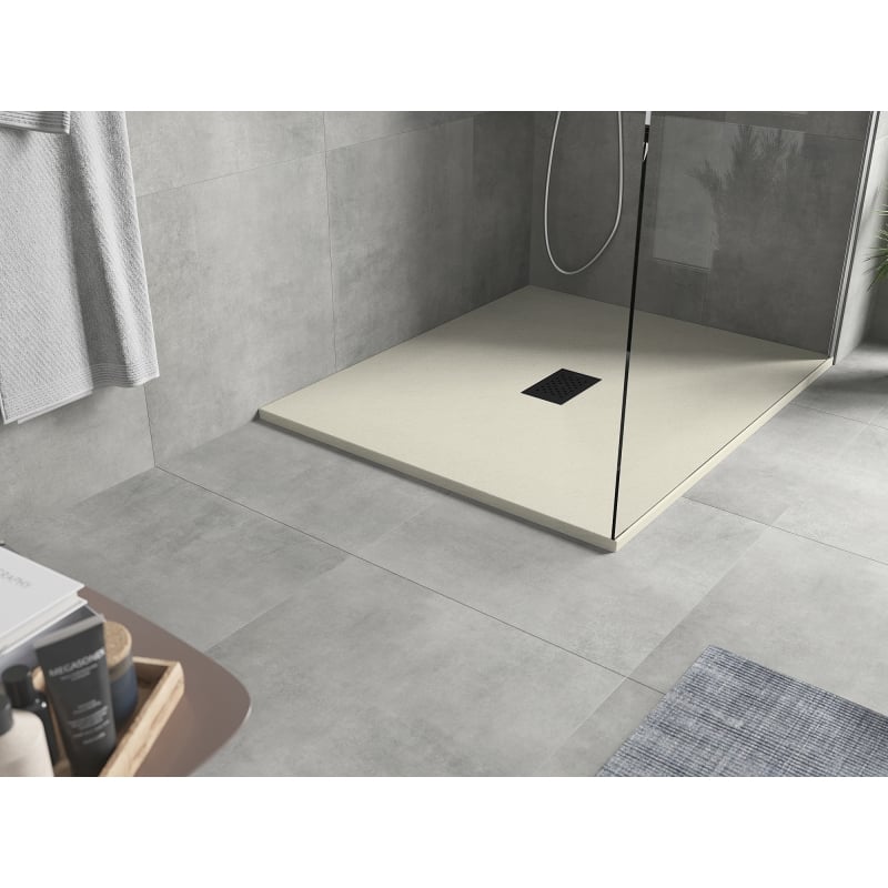 Mexen Hugo base de duche retangular SMC 120 x 100 cm, bege, grelha preta - 42691012-B
