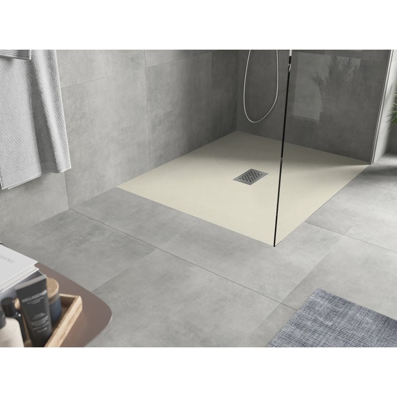 Mexen Hugo base de duche retangular SMC 120 x 100 cm, bege, grelha inox - 42691012-X