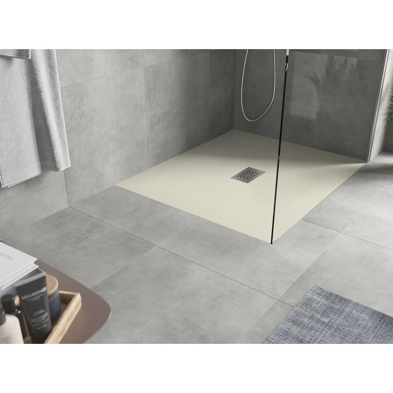 Mexen Hugo rectangular SMC shower tray 120 x 100 cm, beige, inox cover - 42691012-X