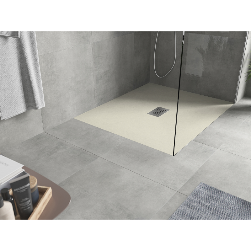 Mexen Hugo taisnstūrveida dušas paliktnis SMC 120 x 100 cm, bēšs, inox pārsegs - 42691012-X