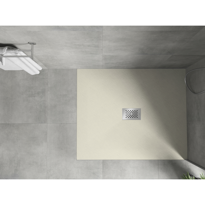 Mexen Hugo brodzik prostokątny SMC 120 x 100 cm, beżowy, maskownica inox - 42691012-X