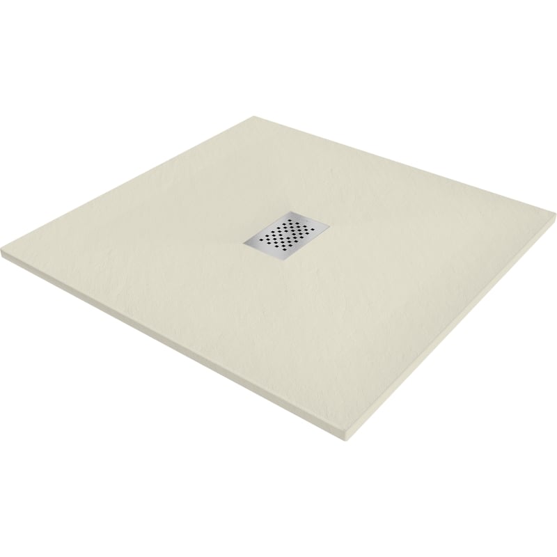 Mexen Hugo base de duche quadrada SMC 80 x 80 cm, bege, tampa inox - 42698080-X