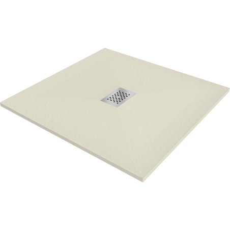 Mexen Hugo kvadrātisks dušas paliktnis SMC 80 x 80 cm, bēšs, pārsegs inox - 42698080-X