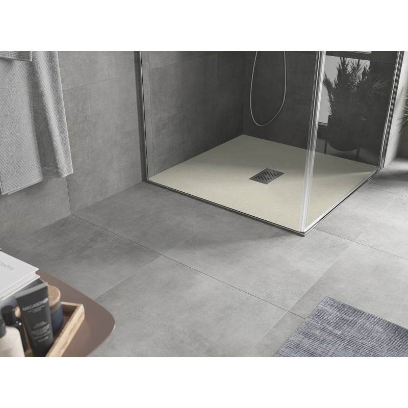 Mexen Hugo base de duche quadrada SMC 80 x 80 cm, bege, tampa inox - 42698080-X