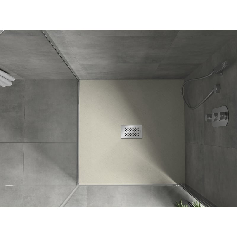 Mexen Hugo base de duche quadrada SMC 80 x 80 cm, bege, tampa inox - 42698080-X