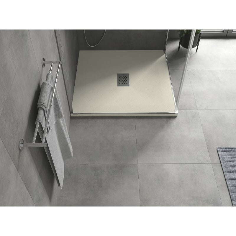 Mexen Hugo base de duche quadrada SMC 80 x 80 cm, bege, tampa inox - 42698080-X