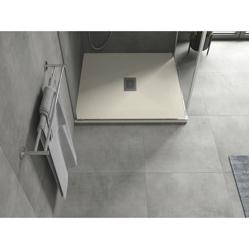 Mexen Hugo brodzik kwadratowy SMC 80 x 80 cm, beżowy, maskownica inox - 42698080-X