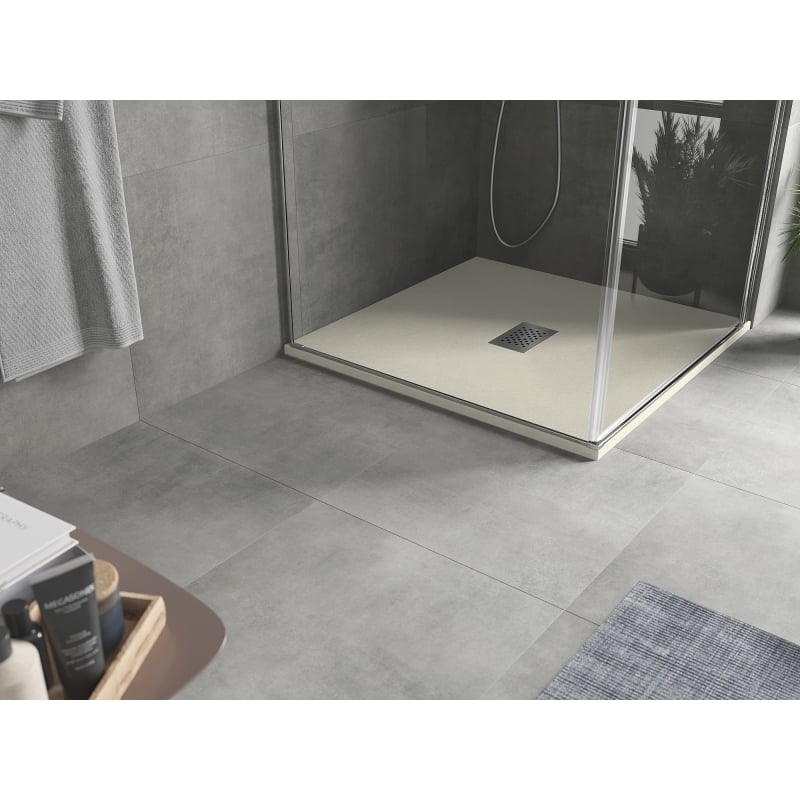 Mexen Hugo base de duche quadrada SMC 80 x 80 cm, bege, tampa inox - 42698080-X