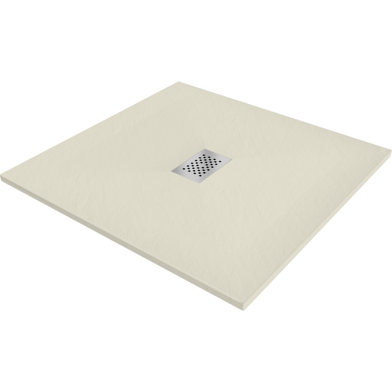 Mexen Hugo kvadrātisks SMC dušas paliktnis 90 x 90 cm, bēšs, inox vāks - 42699090-X