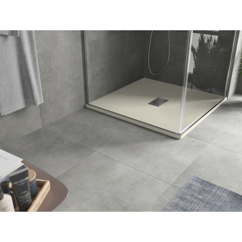 Mexen Hugo SMC Neliönmuotoinen Suihkualusta 90 x 90 cm, beige, Inox-peitelevy - 42699090-X