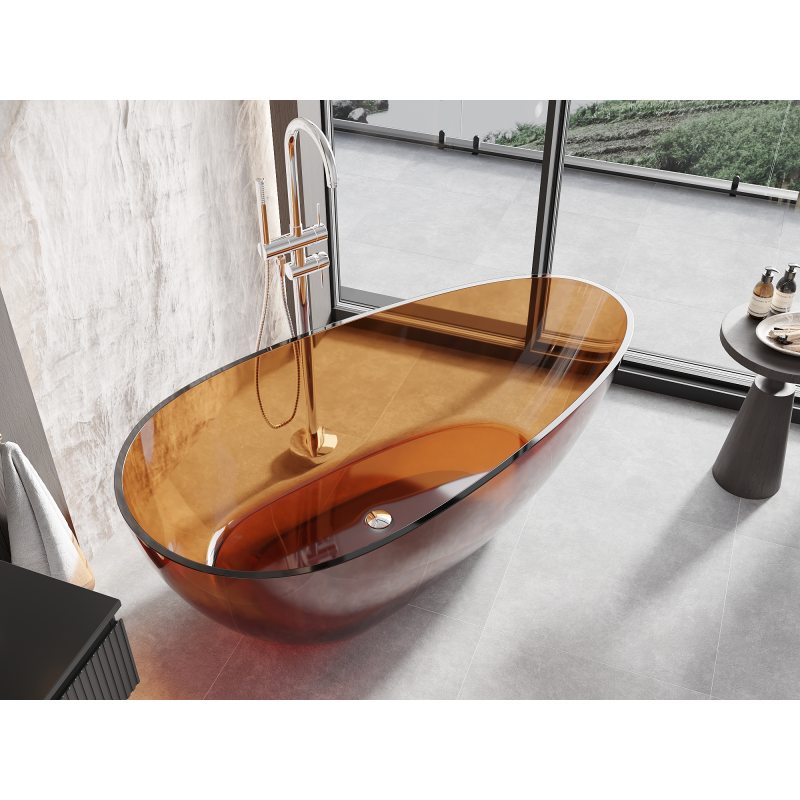 Mexen Glass earth vasca da bagno autoportante trasparente 170 x 85 cm, tappo cromato - 58061708505