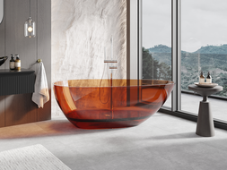 Mexen Glass freistehende transparente Badewanne 170 x 85 cm, Erde, Chromstöpsel - 58061708505