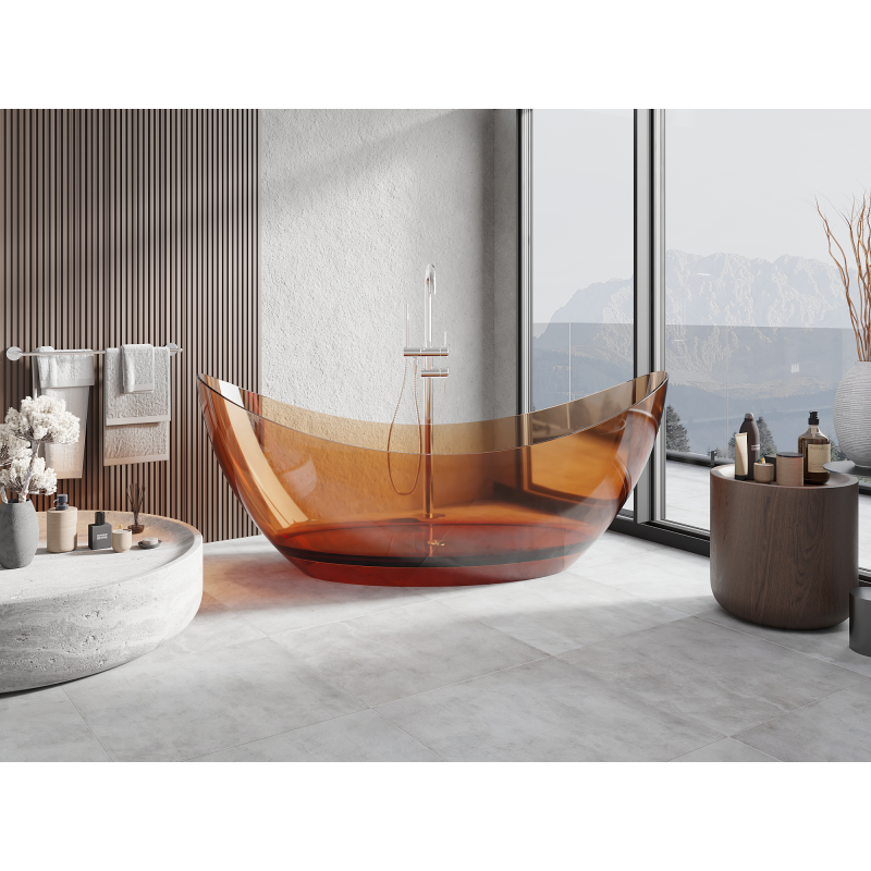 Mexen Vea earth vrijstaand transparant 180 x 80 cm, kurk chroom - 58091808005