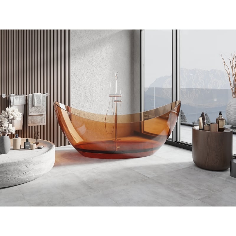 Mexen Vea vabalt seisev läbipaistev vann 180 x 80 cm, earth, kroom äravool - 58091808005