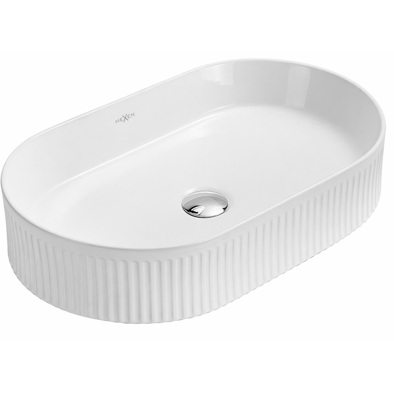 Mexen Grovo countertop fluted washbasin 57 x 36 cm, white - 22305700