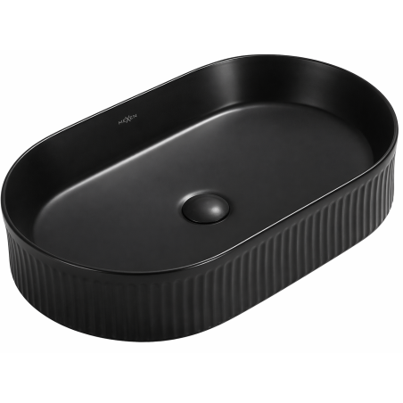 Mexen Grovo lavatório de bancada canelado 49 x 31 cm, preto mate - 22304985