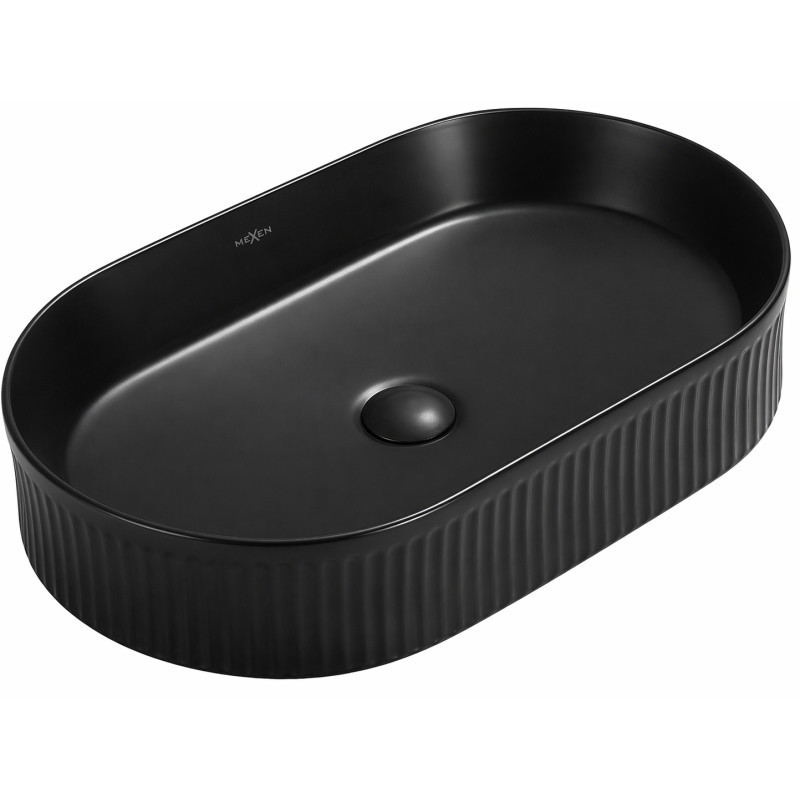 Mexen Grovo countertop fluted washbasin 57 x 36 cm, black matte - 22305785