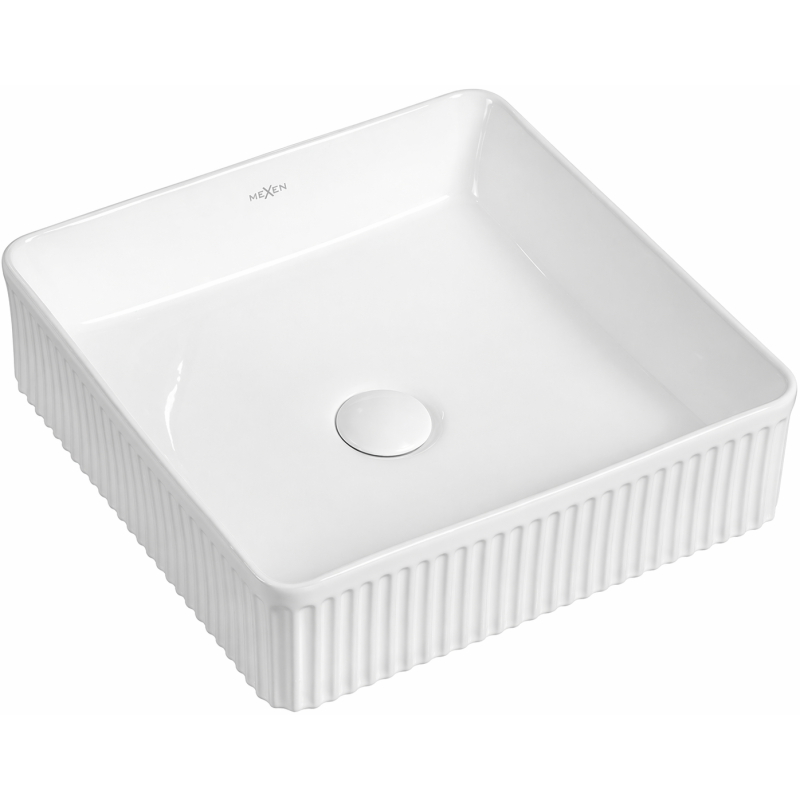 Mexen Grovo lavatório de bancada com sulcos 41 x 41 cm, branco - 22304100