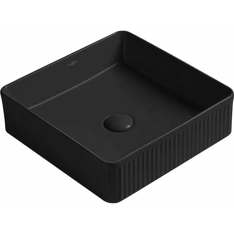 Mexen Grovo countertop washbasin ribbed 41 x 41 cm, black matt - 22304185