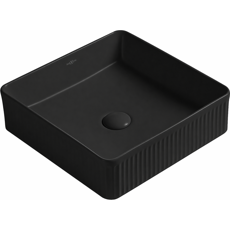 Mexen Grovo lavabo à poser rainuré 41 x 41 cm, noir mat - 22304185